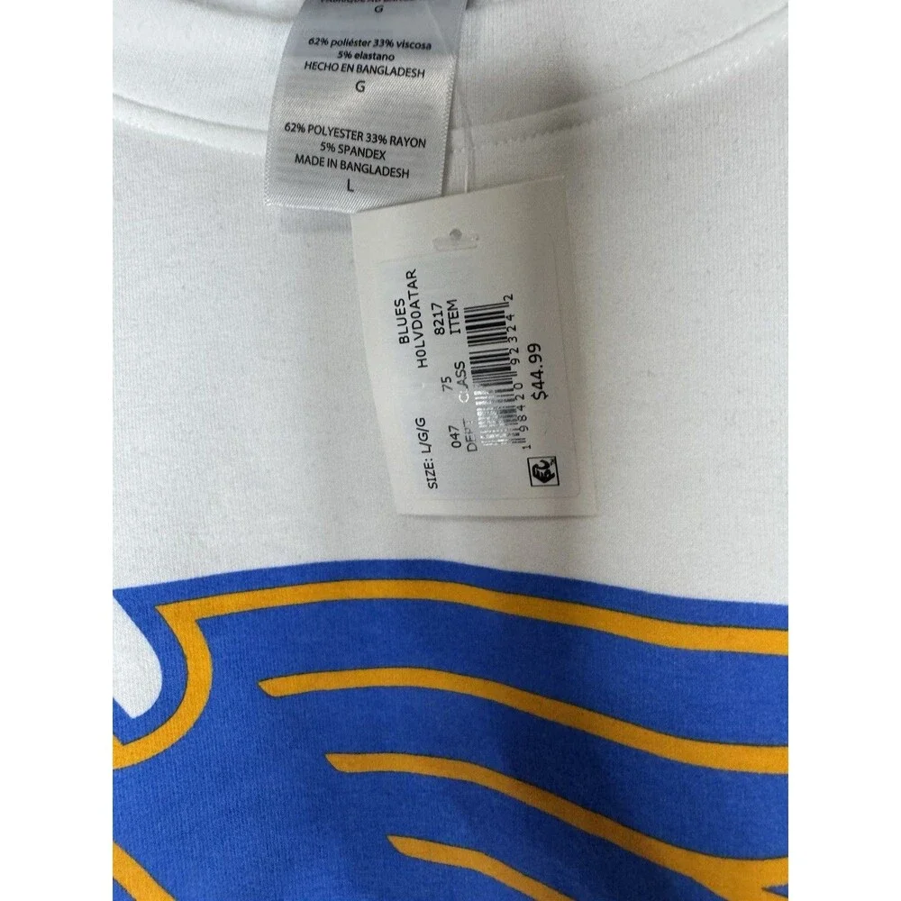 St. Louis Blues NHL Long Sleeve Shirt White/Blue/Yellow Size L